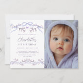 Lavendel Spring Garden 1st Birthday Foto Kaart (Voorkant)