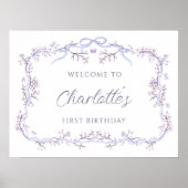 Lavendel Spring Garden 1st Birthday Welcome Sign Poster (Voorkant)