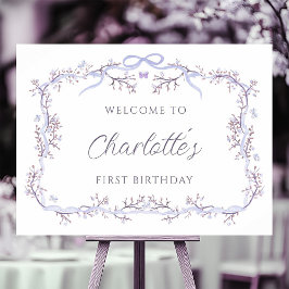 Lavendel Spring Garden 1st Birthday Welcome Sign Poster