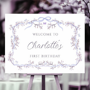 Lavendel Spring Garden 1st Birthday Welcome Sign Poster