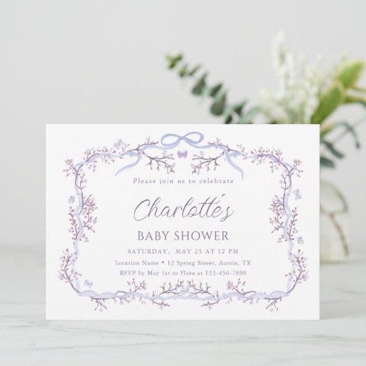 Lavendel Spring Garden Girl Baby shower Kaart (Staand voorkant)