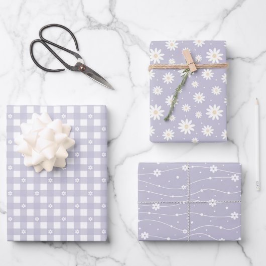 Lavendel Spring Patroon Wrapping Papier Bladen Inpakpapier Vel (Voorkant)