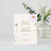 Lavendel Spring Wildflower Bruiloft Save the Date Briefkaart (Staand voorkant)