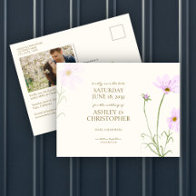 Lavendel Spring Wildflower Bruiloft Save the Date