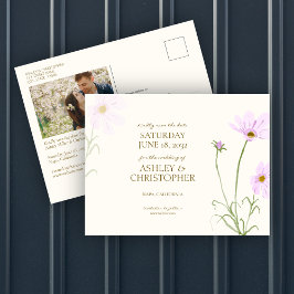 Lavendel Spring Wildflower Bruiloft Save the Date Briefkaart