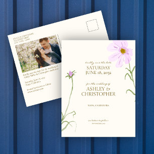 Lavendel Spring Wildflower Bruiloft Save the Date Briefkaart