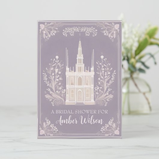 Lavendel Sprookjeskasteel Uitnodiging (Staand voorkant)