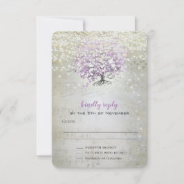 Lavendel Sprookjeslichten en Sterren Bruiloft RSVP Kaartje