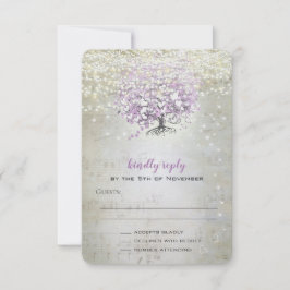 Lavendel Sprookjeslichten en Sterren Bruiloft RSVP Kaartje