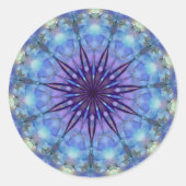 Lavendel Starburst Mandala Ronde Stickers (Voorkant)
