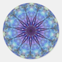 Lavendel Starburst Mandala Ronde Stickers
