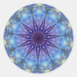 Lavendel Starburst Mandala Ronde Stickers