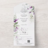 Lavendel Stems Greenery Wedding All In One Uitnodiging (Binnen)