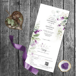 Lavendel Stems Greenery Wedding All In One Uitnodiging