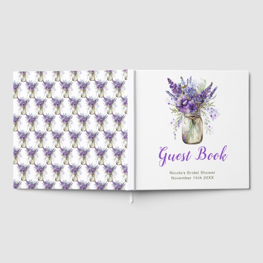 Lavendel stenen pot bruiloftsborrel gastenboek (Volledig)