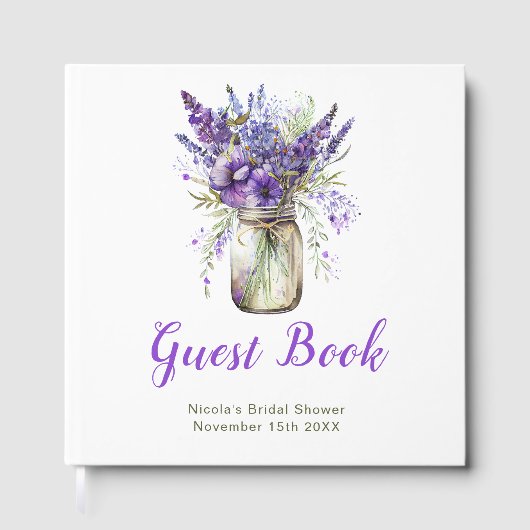 Lavendel stenen pot bruiloftsborrel gastenboek (Voorkant)