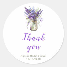 Lavendel stenen pot bruiloftsborrel ronde sticker