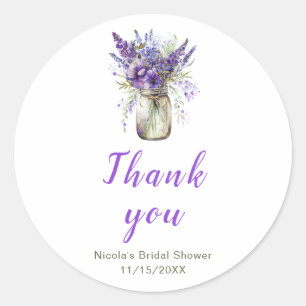 Lavendel stenen pot bruiloftsborrel ronde sticker