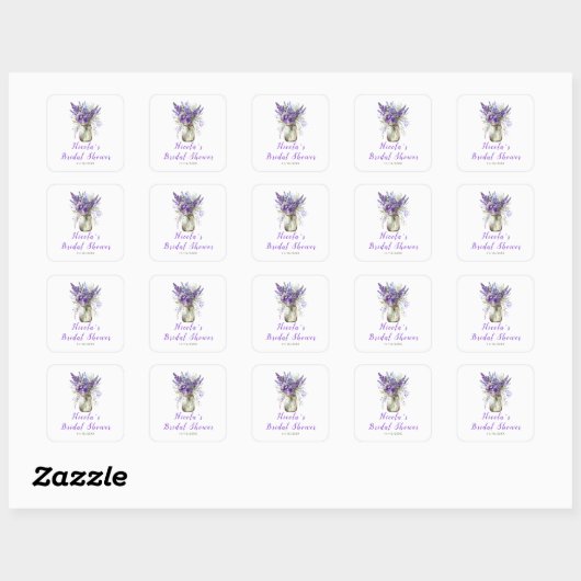 Lavendel stenen pot bruiloftsborrel  vierkante sticker (Vel)
