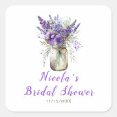 Lavendel stenen pot bruiloftsborrel  vierkante sticker (Voorkant)