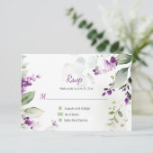 Lavendel Stengels en Groen Bruiloft Kaart (Staand voorkant)