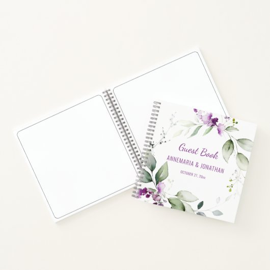 Lavendel Stengels en Lichtgroen Bruiloft Gastenboe Notitieboek (Binnen)