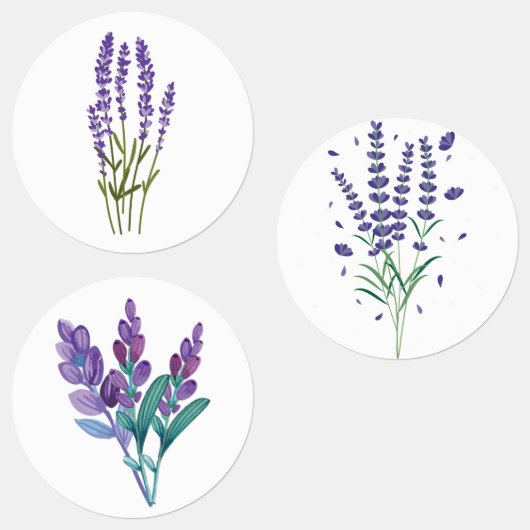 Lavendel stickers waterverf Bloemen Kruiden Boeket (Groep)