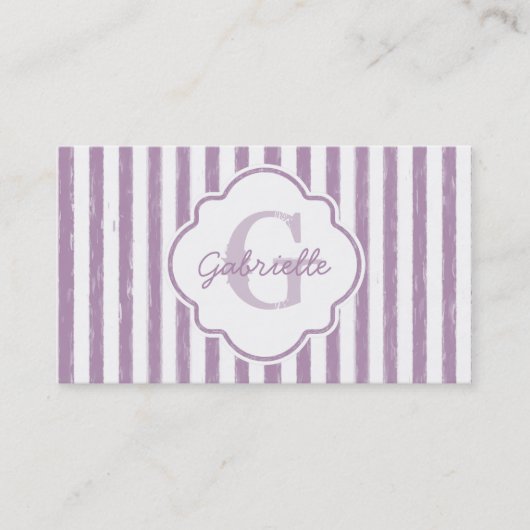Lavendel Streep Monogram Visitekaartje (Voorkant)