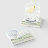 Lavendel Strepen Ballon Bloem Bruidsmeisje Feest Stenen Onderzetter (Zijkant)