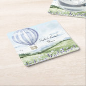 Lavendel Strepen Ballon Bloem Bruiloft Feest Kartonnen Onderzetters (Schuin)