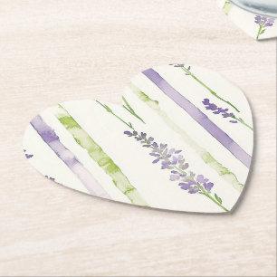 Lavendel Strepen Bloem Baby Shower Kartonnen Onderzetters