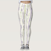 Lavendel Strepen Bloem Leggings (Voorkant)