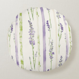 Lavendel Strepen Bloem Rond Kussen