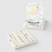 Lavendel Strepen Bloemen   Stenen Onderzetter (Zijkant)