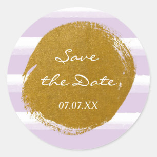 Lavendel Strepen & Goud Folie Waterverf Sticker