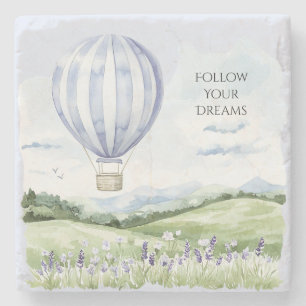 Lavendel Strepen Heet Lucht Ballon Heuvels Bloemen Stenen Onderzetter