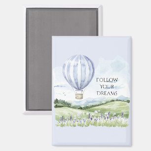 Lavendel Strepen Heet Luchtballon Heuvels Bloemen Magneet