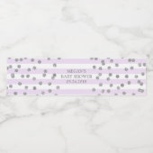 Lavendel Strepen Zilver Confetti Baby shower Label Waterfles Etiket (Enkel label)
