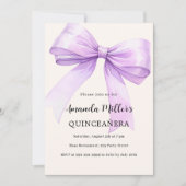 Lavendel strik crème elegant Quinceanera Kaart (Voorkant)