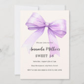 Lavendel strik crème elegant Sweet 16 Kaart (Voorkant)