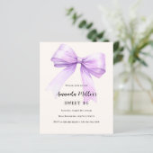 Lavendel strik crème Sweet 16 uitnodiging (Staand voorkant)