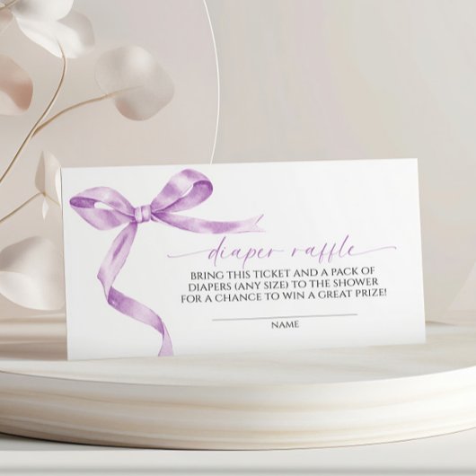 Lavendel strik luier Raffle Informatiekaartje