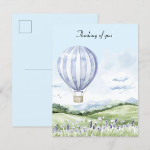 Lavendel Stripes Ballon Bloemen Denken aan jou Briefkaart