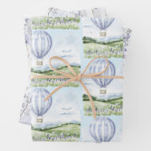 Lavendel Stripes Ballon Floral Vrijgezellenfeest Inpakpapier Vel (In situ)