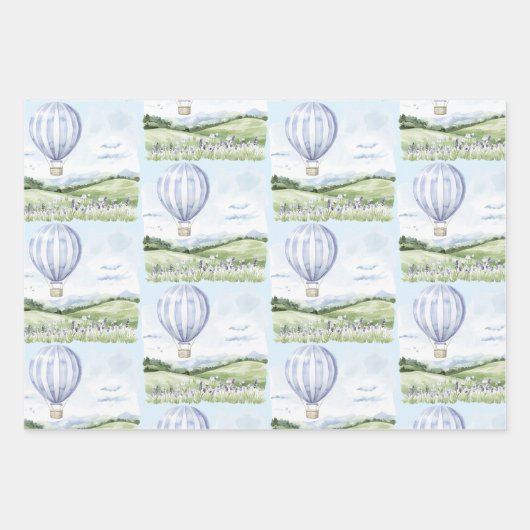 Lavendel Stripes Ballon Floral Vrijgezellenfeest Inpakpapier Vel (Voorkant)