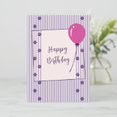  Lavendel Stripes & Flowers Verjaardag Kaart (Staand voorkant)