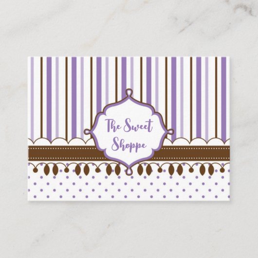 Lavendel Stripes Snoep Sweet Shoppe Visitekaartje (Voorkant)