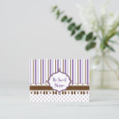 Lavendel Stripes Snoep Sweet Shoppe Visitekaartje (Staand voorkant)