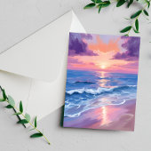 Lavendel Sunset Paarse Strand Oceaan Waterverf Briefkaart