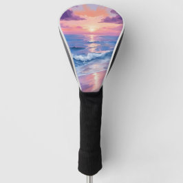 Lavendel Sunset Paarse Strand Oceaan Waterverf Golfheadcover